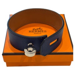 2004 HERMES Braccialetto Hip Hop blu navy con placcatura in palladio e scatola