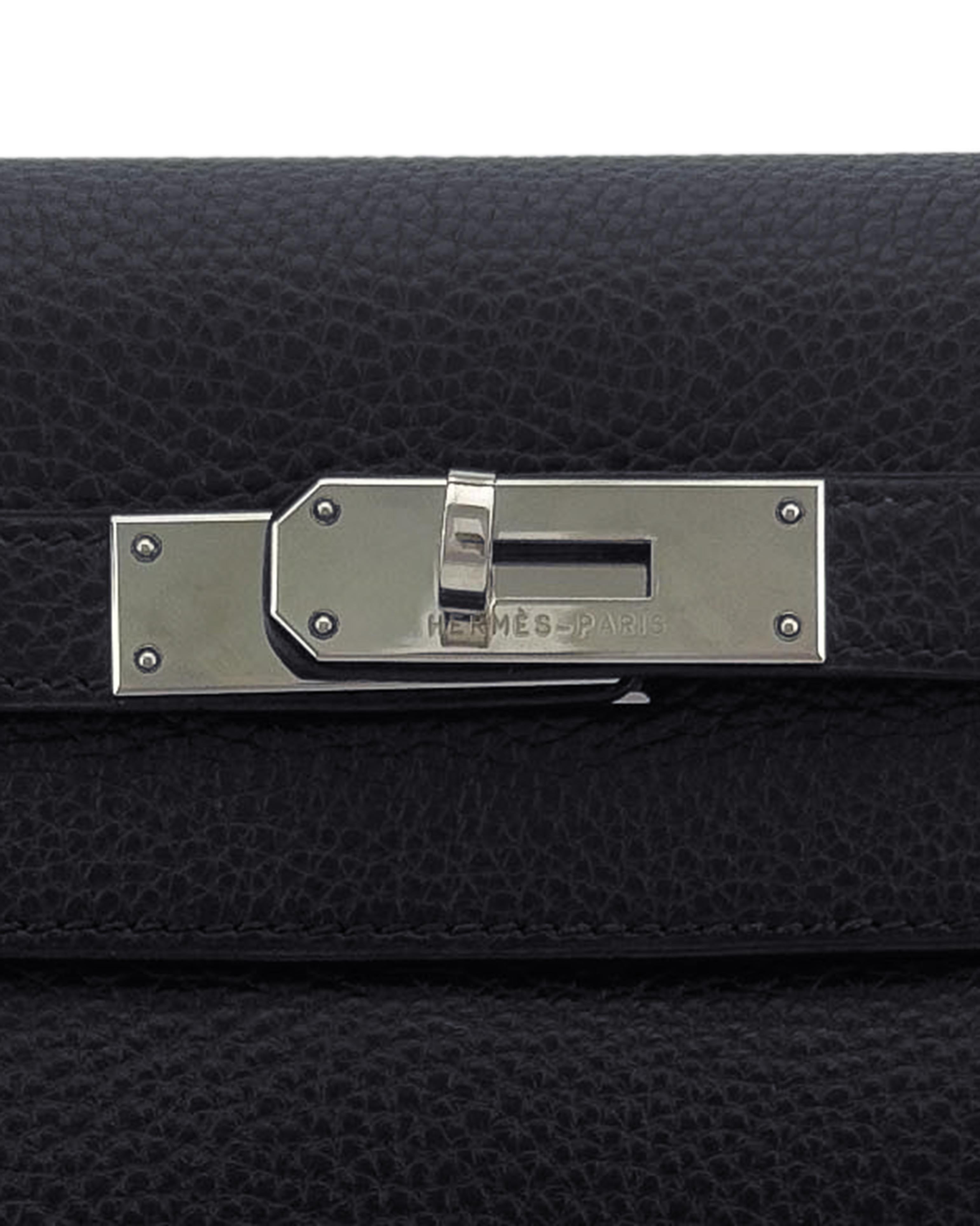 2004 Hermes Black 28cm Retourne Togo Kelly Bag with Palladium Hardware 2