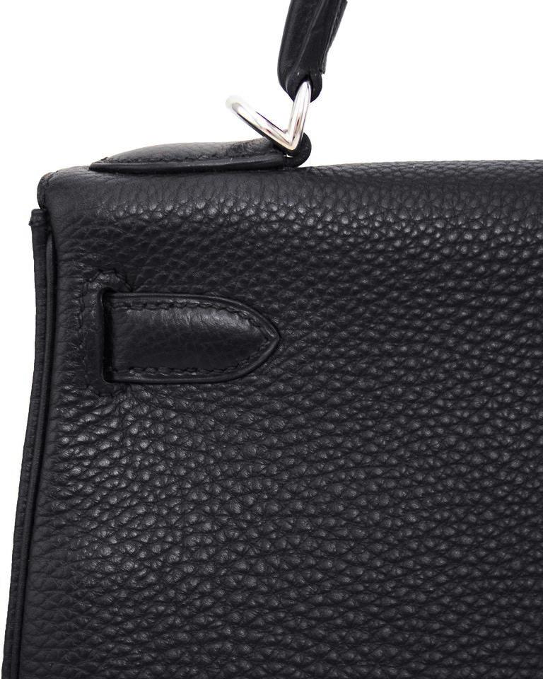 2004 Hermes Black 28cm Retourne Togo Kelly Bag with Palladium Hardware 3