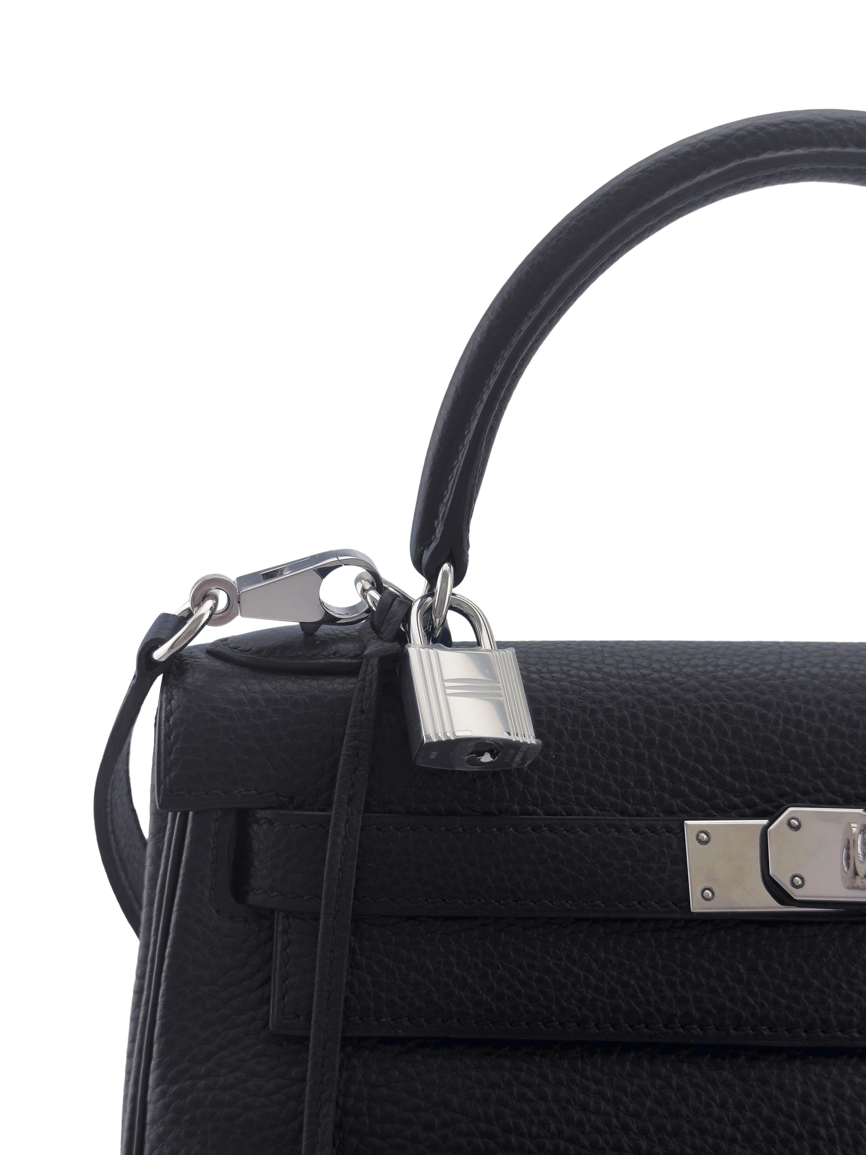2004 Hermes Black 28cm Retourne Togo Kelly Bag with Palladium Hardware 1