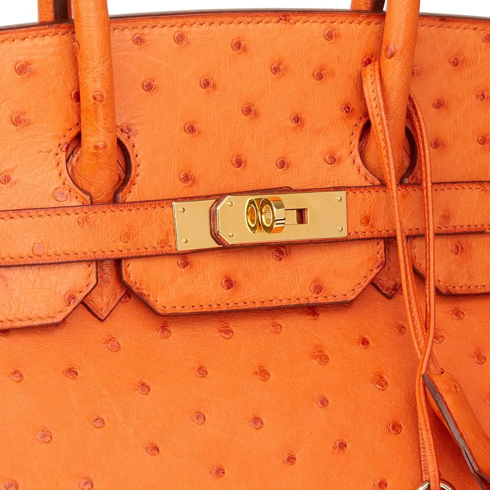 2004 Hermes Orange H Ostrich Leather Birkin 35cm 1