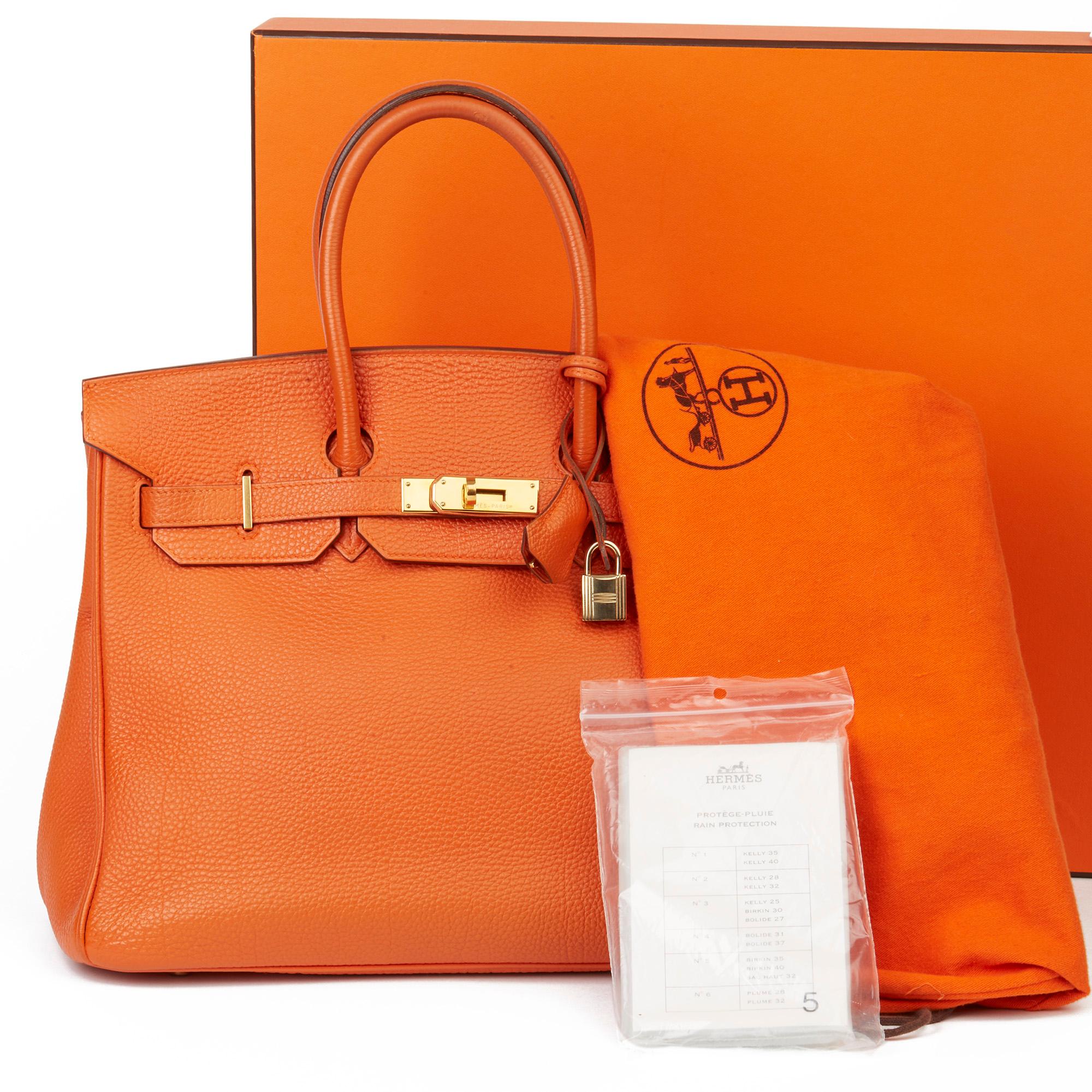 2004 Hermès Orange H Togo Leather Birkin 35cm 6