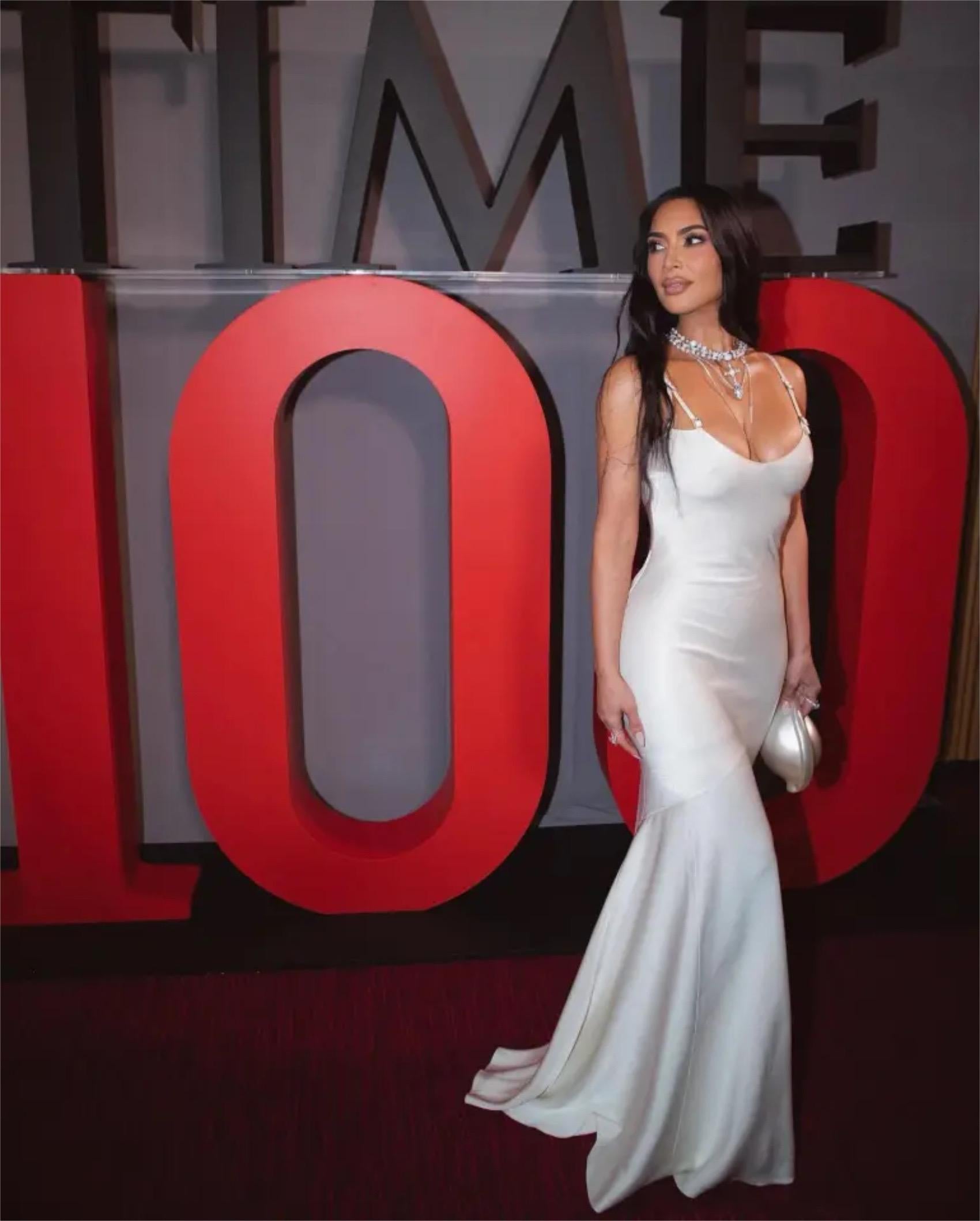 2004 John Galliano Ivory Satin Crystal Accented Bias-Cut Trained Bridal Gown For Sale 7