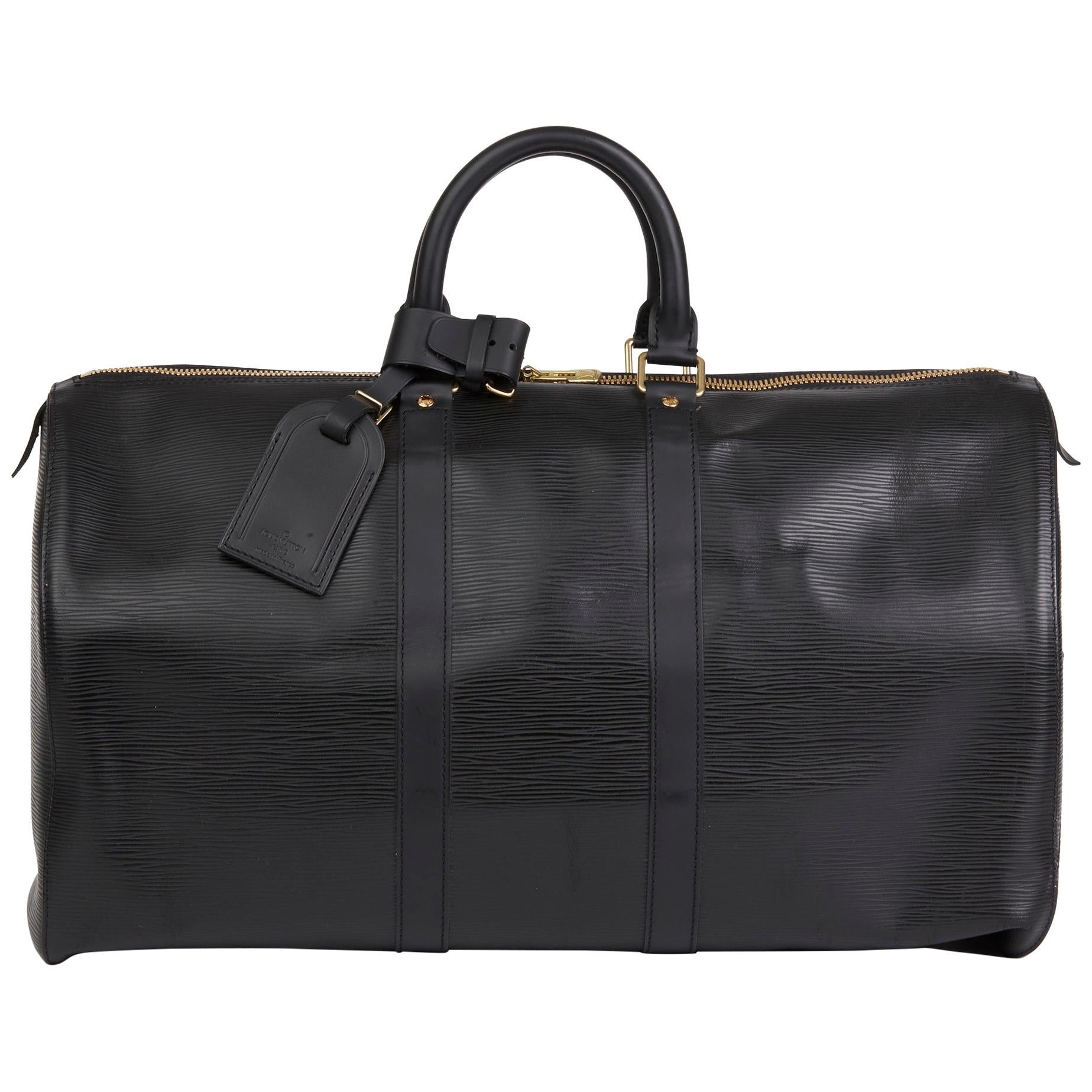 2004 Louis Vuitton Black Epi Leather Keepall 45 