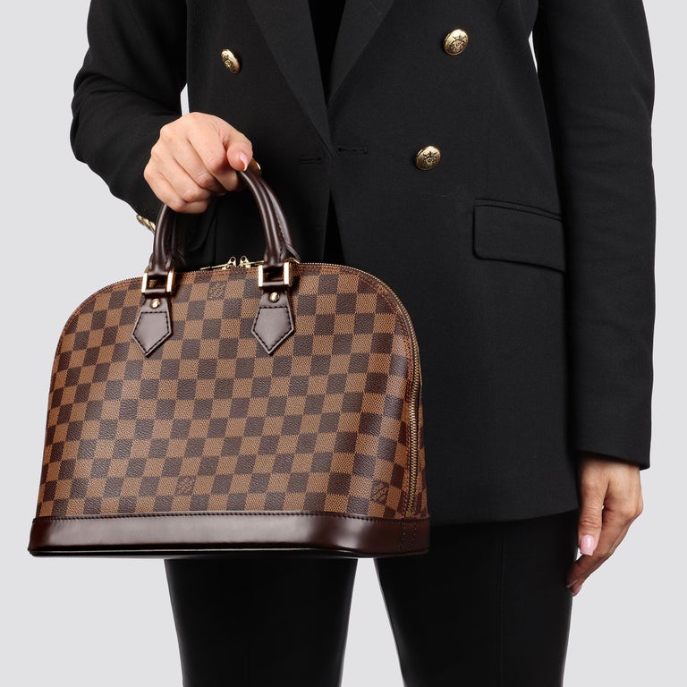 2004 Louis Vuitton Brown Damier Ebene Coated Canvas & Calfskin Leather Alma PM For Sale 7