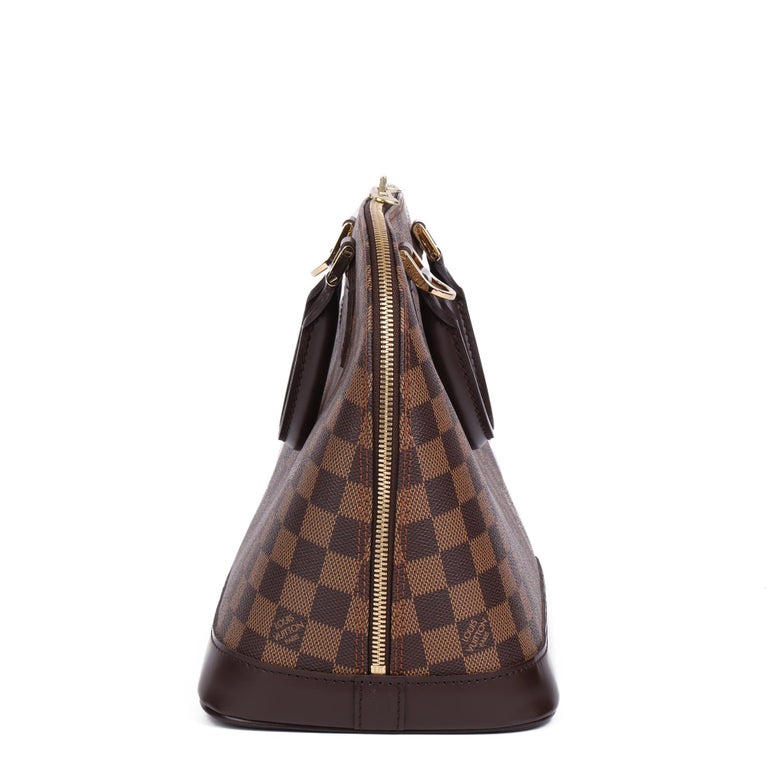 2004 Louis Vuitton Brown Damier Ebene Coated Canvas & Calfskin Leather Alma PM In Excellent Condition For Sale In Bishop's Stortford, Hertfordshire