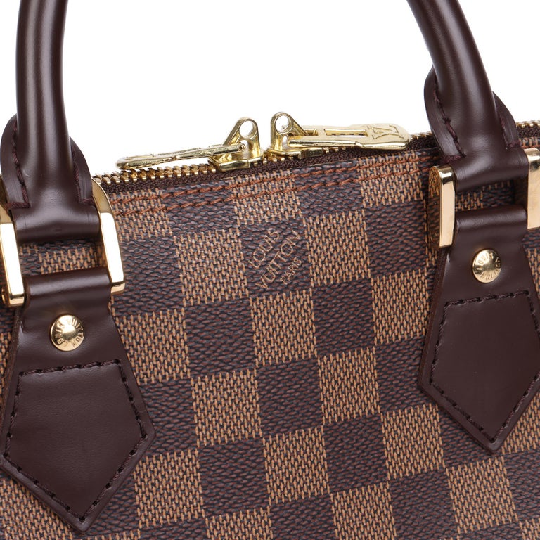 2004 Louis Vuitton Brown Damier Ebene Coated Canvas & Calfskin Leather Alma PM For Sale 3
