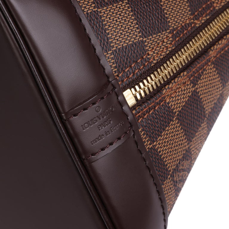 2004 Louis Vuitton Brown Damier Ebene Coated Canvas & Calfskin Leather Alma PM For Sale 4