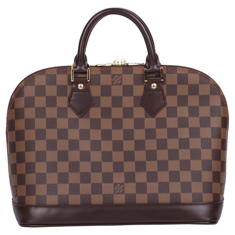 2004 Louis Vuitton Brown Damier Ebene Coated Canvas & Calfskin Leather Alma PM For Sale