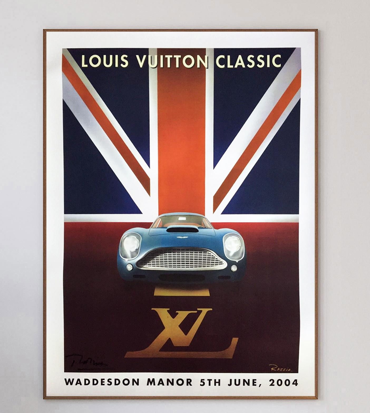 Held at Waddesdon Manor in Oxford in June 2004, the Louis Vuitton Classic was a classic cat event held by the luxury French brand. Featuring a gorgeous Aston Martin in front of a Union Jack, the art deco design is British all-over.

Beautifully