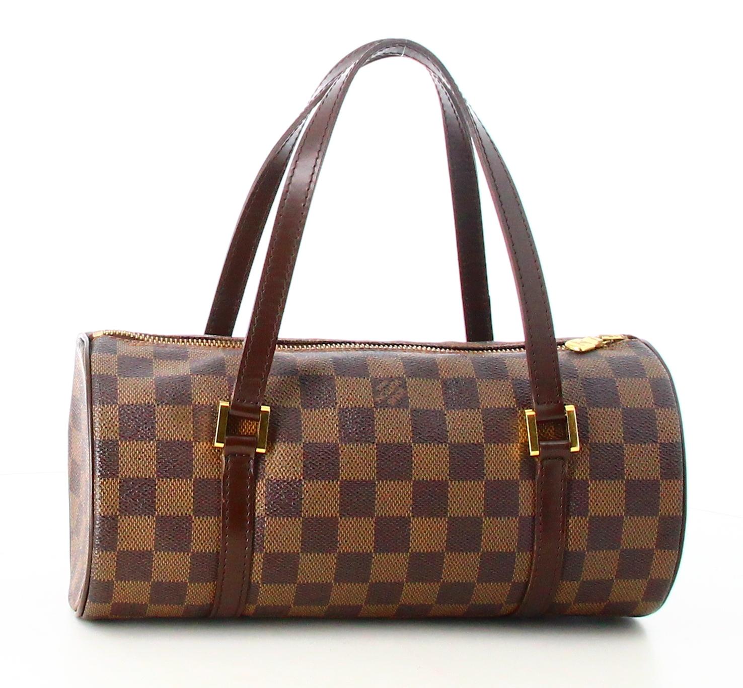 2004 Louis Vuitton Damier Ebene Papillon Handbag 26

- Very good condition. Shows slight traces of wear over time.
- Louis Vuitton butterfly bag 
- Damier ebene
- Two brown leather handles 
- clasp: golden ziper