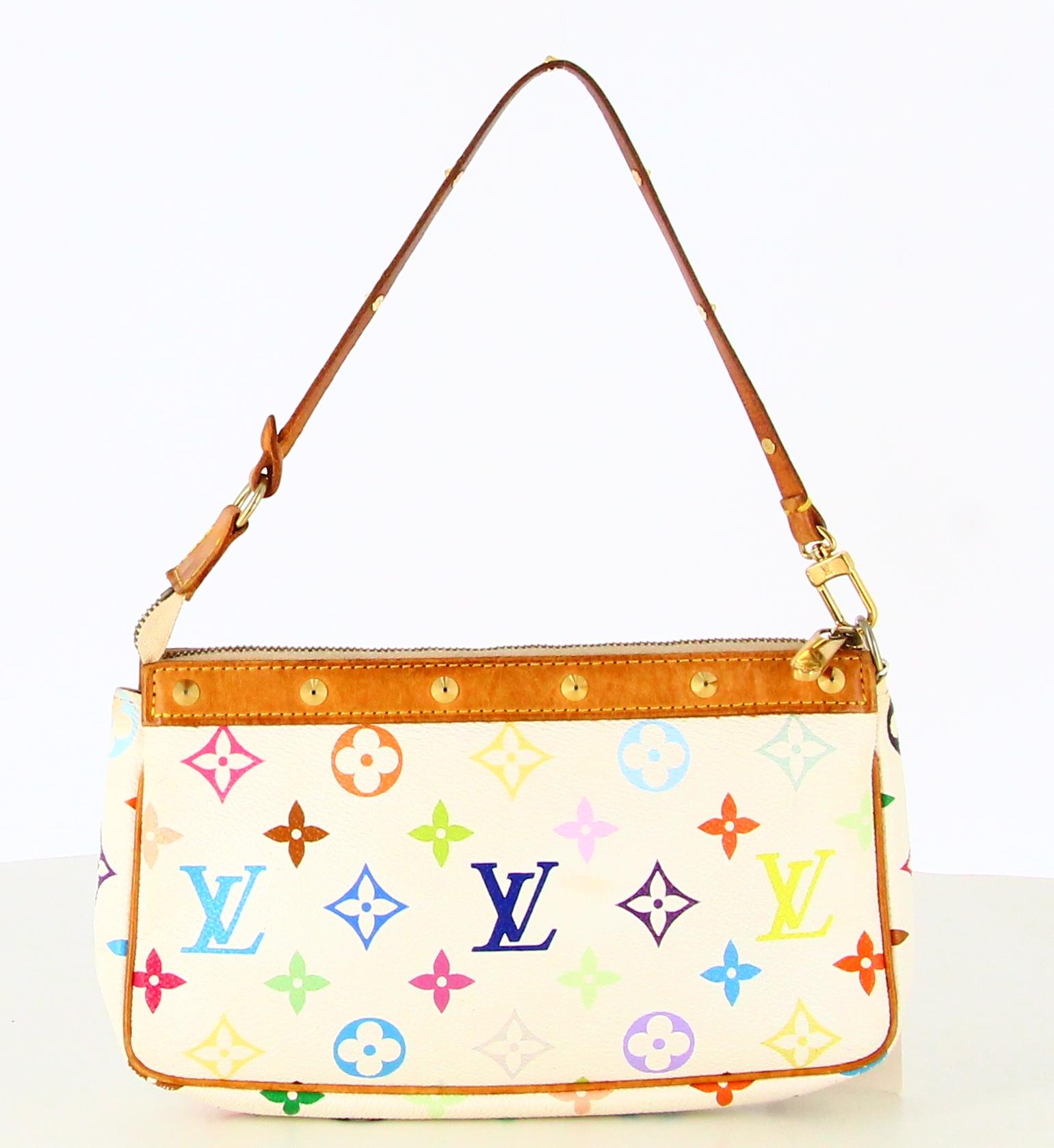2004 Louis Vuitton Monogram Canvas  Multicolor Handbag

- Good condition. Presents very slight traces of wear over time. 
- Louis Vuitton Handbag 
- Monogram canvas 
- LV multicolor
- Small brown leather strap with golden clouds 
- Clasp: golden