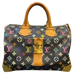 2004 Louis Vuitton x Murakami Black Monogram Multicolor Speedy 30 Bag