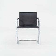 2004 Mies van der Rohe per Knoll Poltrona da pranzo Brno a pad sottile in pelle nera