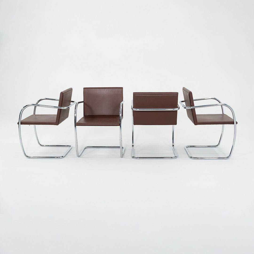 2004 Mies van der Rohe per Knoll Brno Sedia da pranzo tubolare a pad sottile in pelle in vendita 4