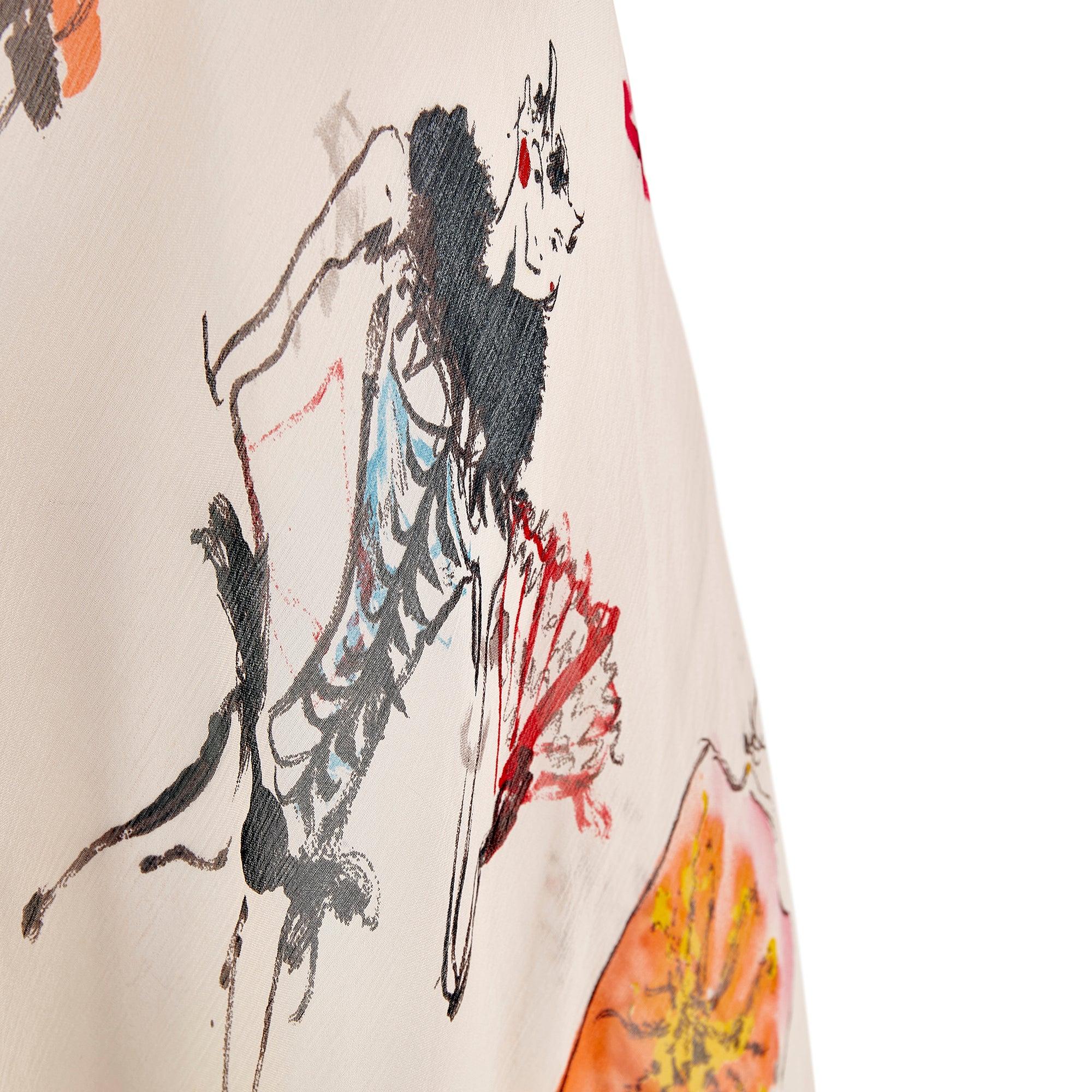 2004 Moschino Runway Documented Pink Silk Chiffon Novelty Print Dress In Excellent Condition For Sale In London, GB