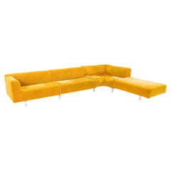 2004 Piero Lissoni for Cassina Met 250 Sofa with Chaise in Yellow Fabric