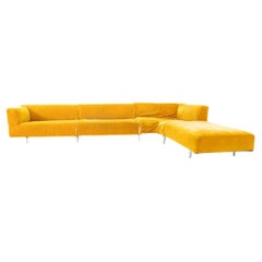 2004 Piero Lissoni for Cassina Met 250 Sofa with Chaise in Yellow Fabric