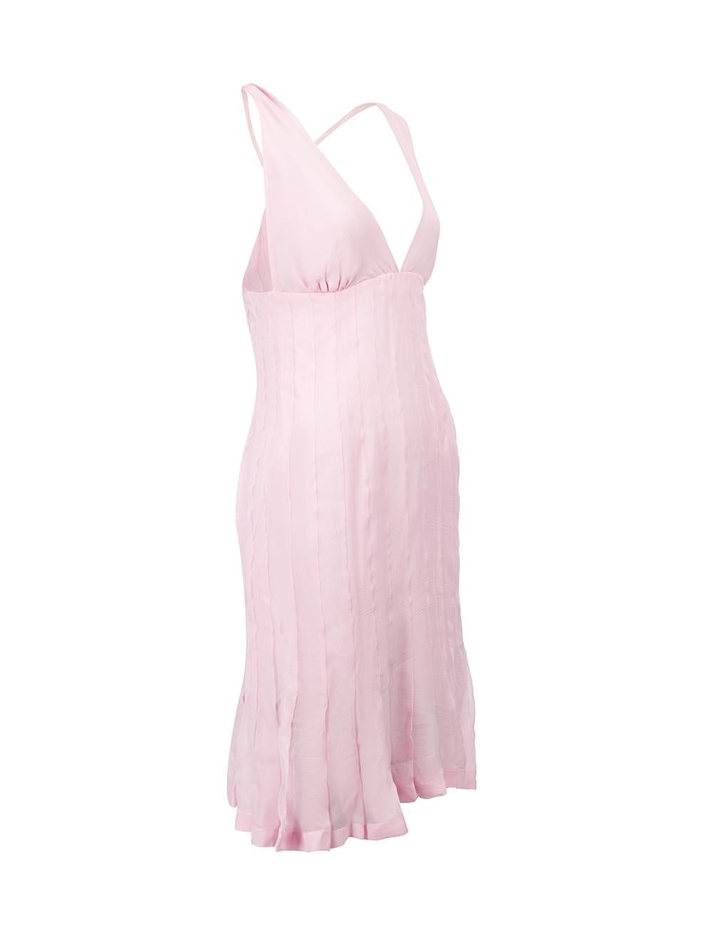 CONDITION is Very good. Hardly any visible wear to dress is evident though some fabric fraying is evident at the bottom of pleats above the hem of this used Chanel designer resale item.



Details


2004

Pink

Silk

Knee length