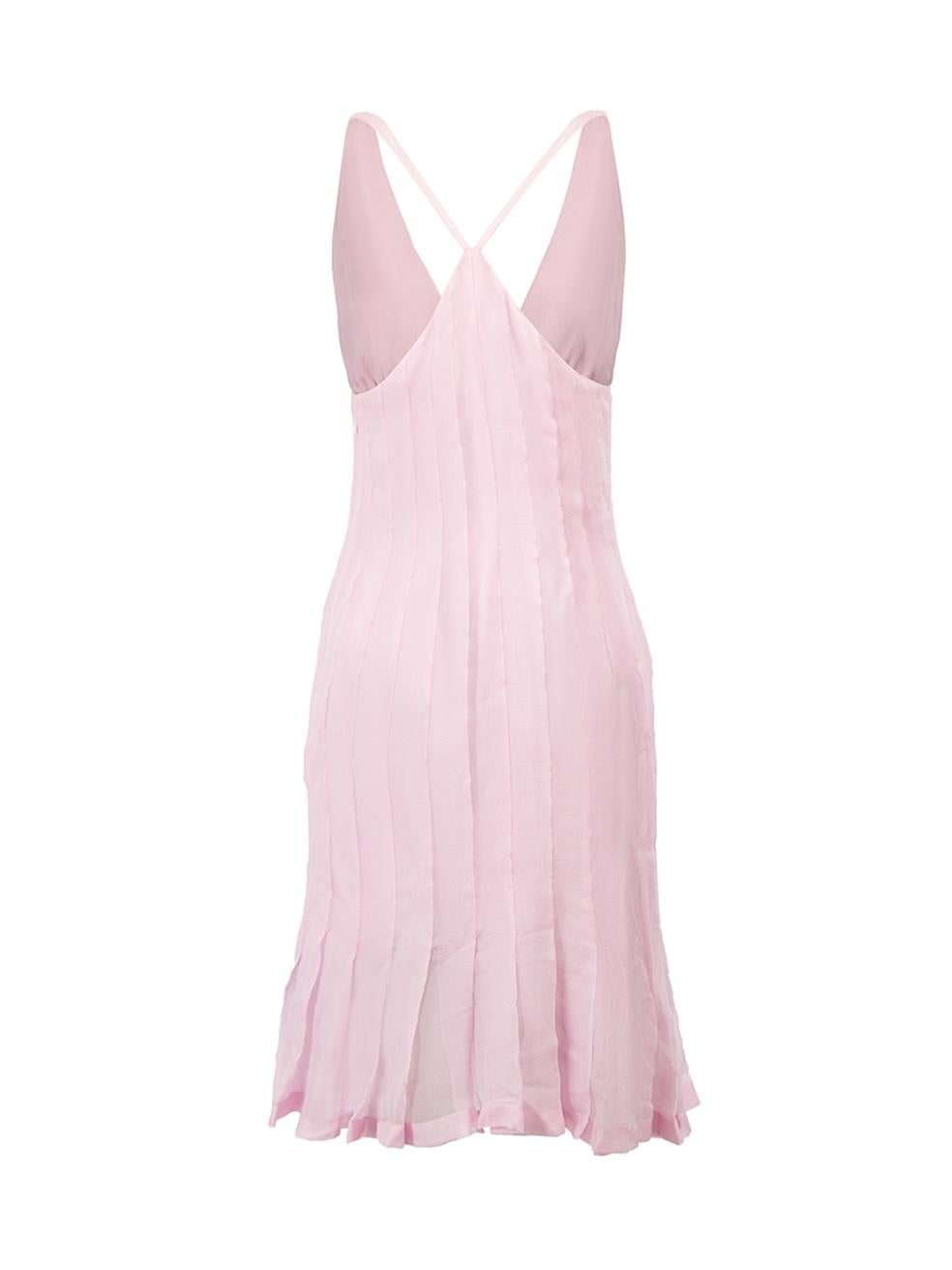 2004 Pink Silk Pleated Dress Size M In Good Condition In London, GB