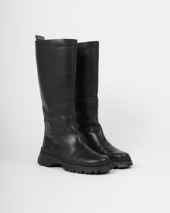 2004 Prada Ebony Napa Leather Lug-sole Boots Size 37