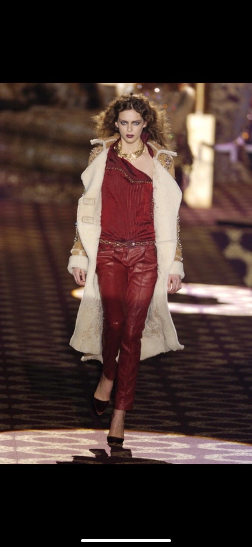 Women's 2004 Roberto Cavalli runway Crystal embellished shearling coat
