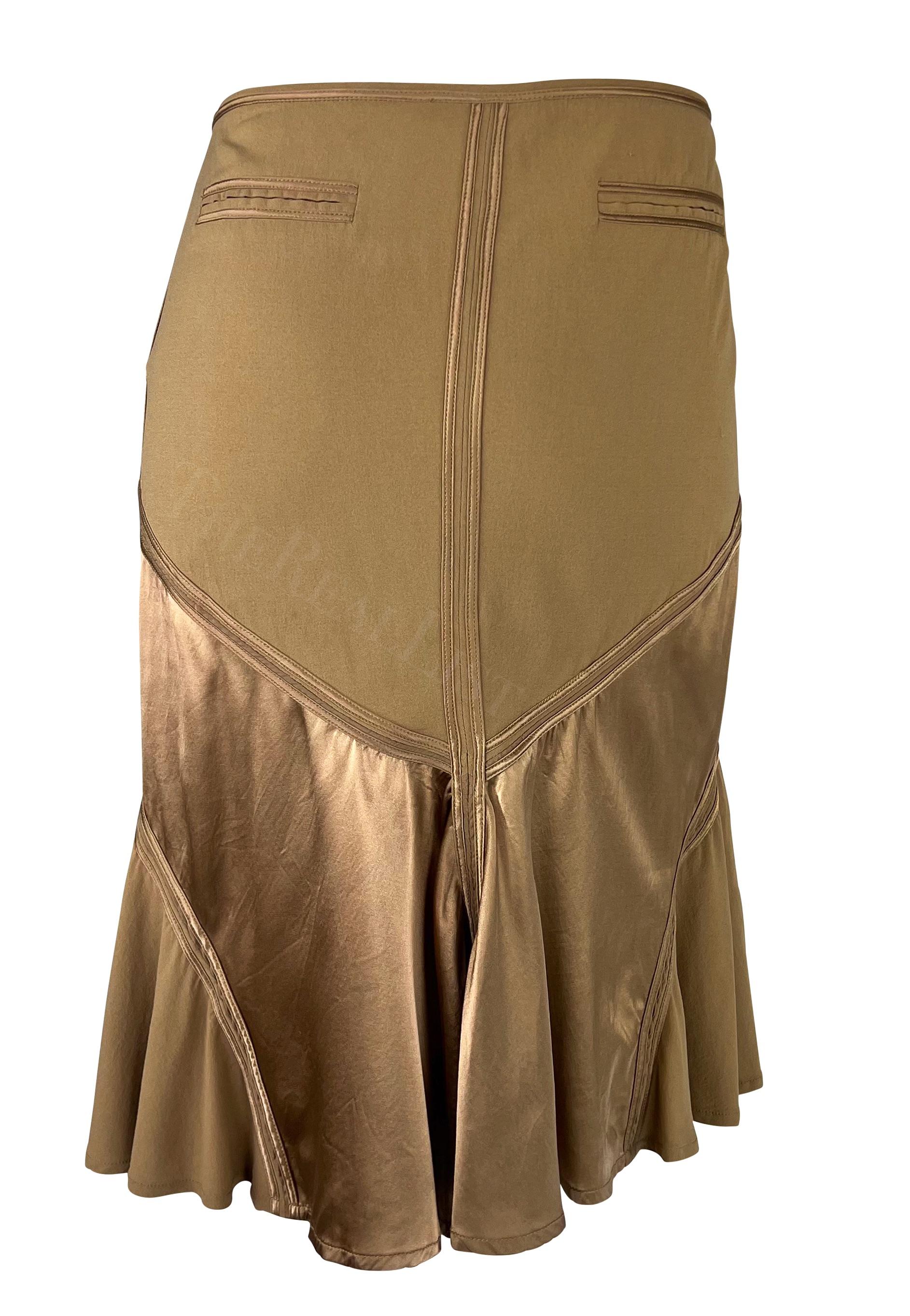 2004 Roberto Cavalli Tan Y2K Satin Panel Cami Tank Skirt Set For Sale 2