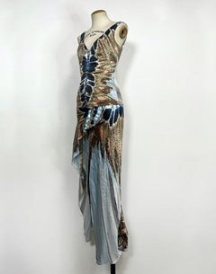 2004 ROBERTTO CAVALLI BLUE SILK MAXI SKIRT Suit