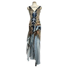 2004 ROBERTTO CAVALLI BLUE SILK MAXI SKIRT Suit