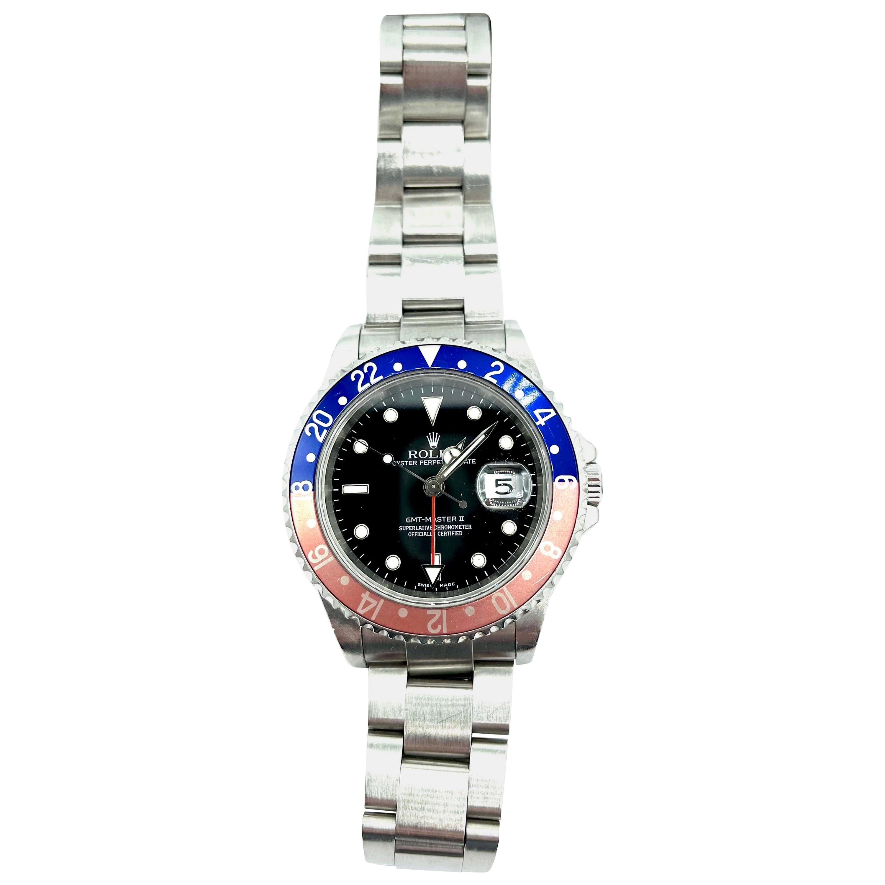 2004 Rolex GMT Master II "Pepsi" Bezel Stainless Steel Watch