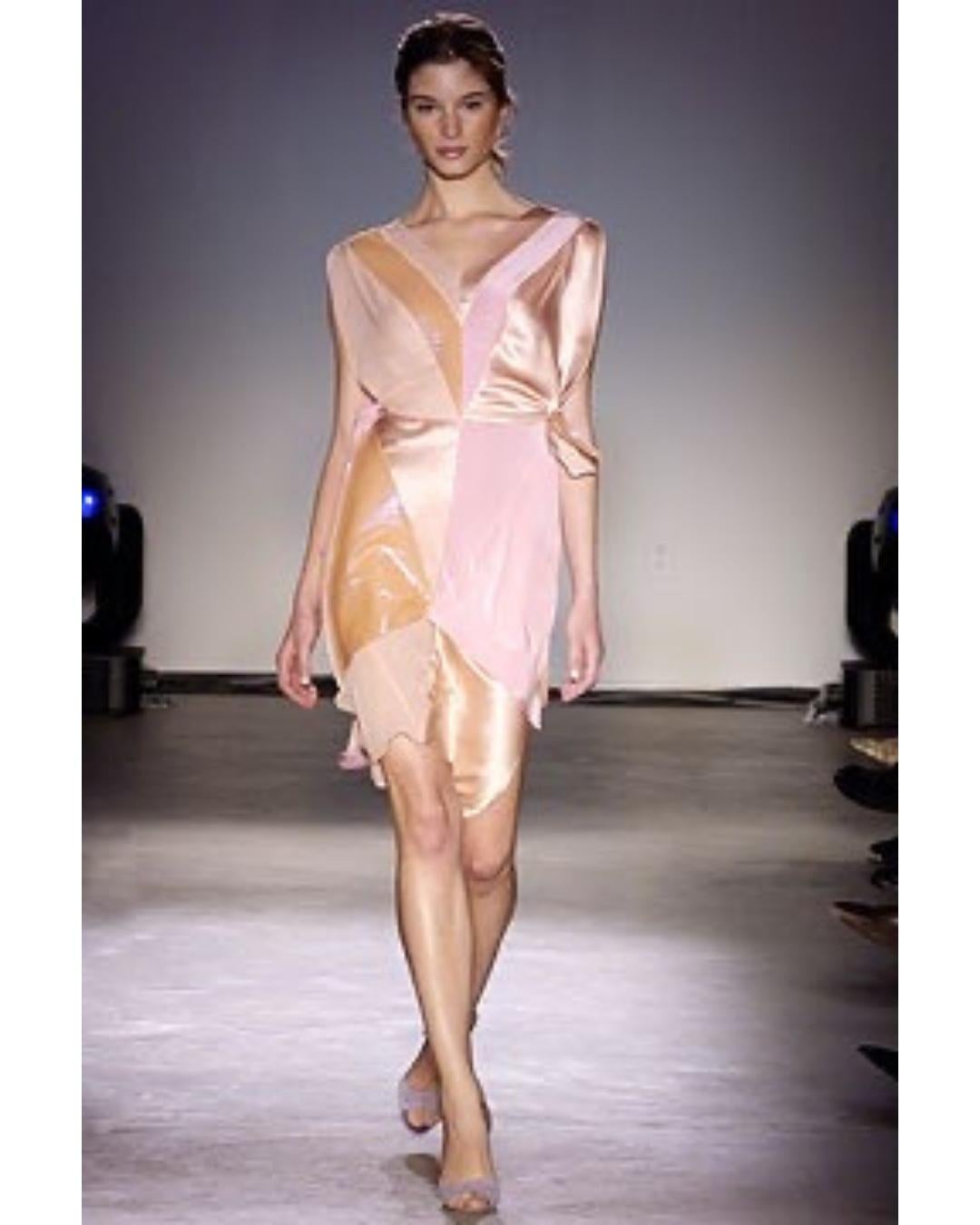 2004 Runway Documented Zac Posen Pink Silk Panelled Dress 1