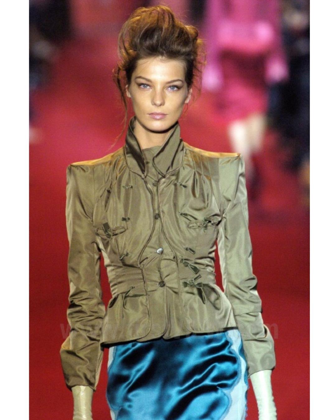 2004 Runway Yves Saint Laurent by Tom Ford Black Silk Jacket For Sale 3