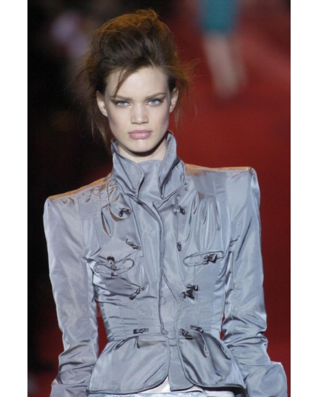 2004 Runway Yves Saint Laurent by Tom Ford Black Silk Jacket For Sale 4