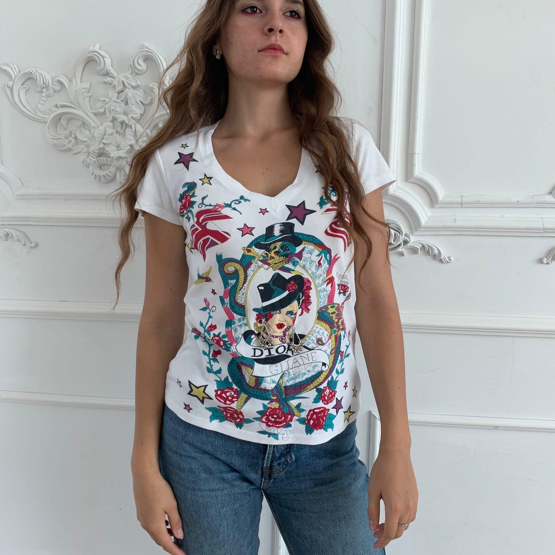 2004 conjunto Dior Gitane 2004  Camiseta de algodón Galliano Broche de golondrina esmaltado en venta 8