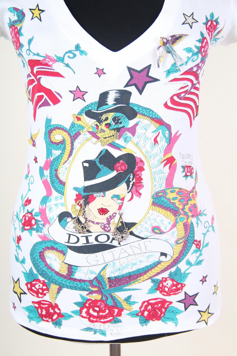 2004 conjunto Dior Gitane 2004  Camiseta de algodón Galliano Broche de golondrina esmaltado en venta 3