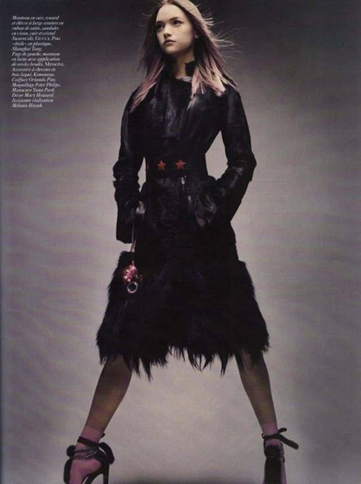 2004 Tom Ford for Gucci fur trimmed black leather coat 2