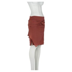 2004 Tom Ford for Gucci Rust Draped Stretch Cupro Jersey Mini Skirt IT44