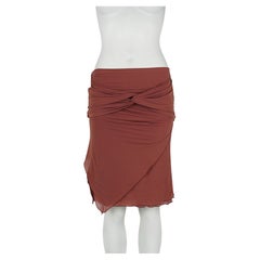 2004 Tom Ford for Gucci Rust Draped Stretch Cupro Jersey Mini Skirt IT44