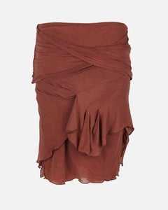 2004 Tom Ford for Gucci Rust Draped Stretch Cupro Jersey Mini Skirt IT44