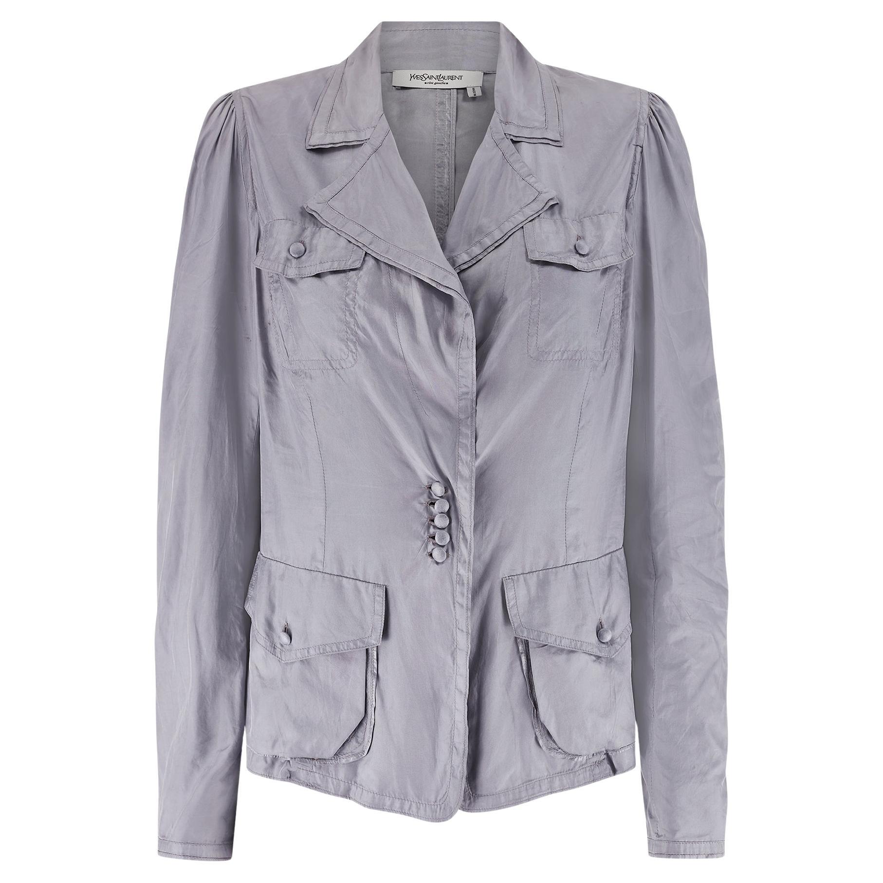 2004 Tom Ford para Saint Laurent Chaqueta lila-gris documentada en la pasarela en venta