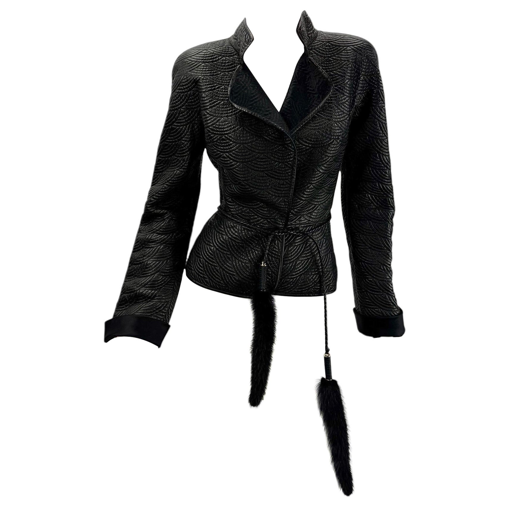 2004 Tom Ford for Yves Saint Laurent Rive Gauche Sculpted Quilted Leather Jacket