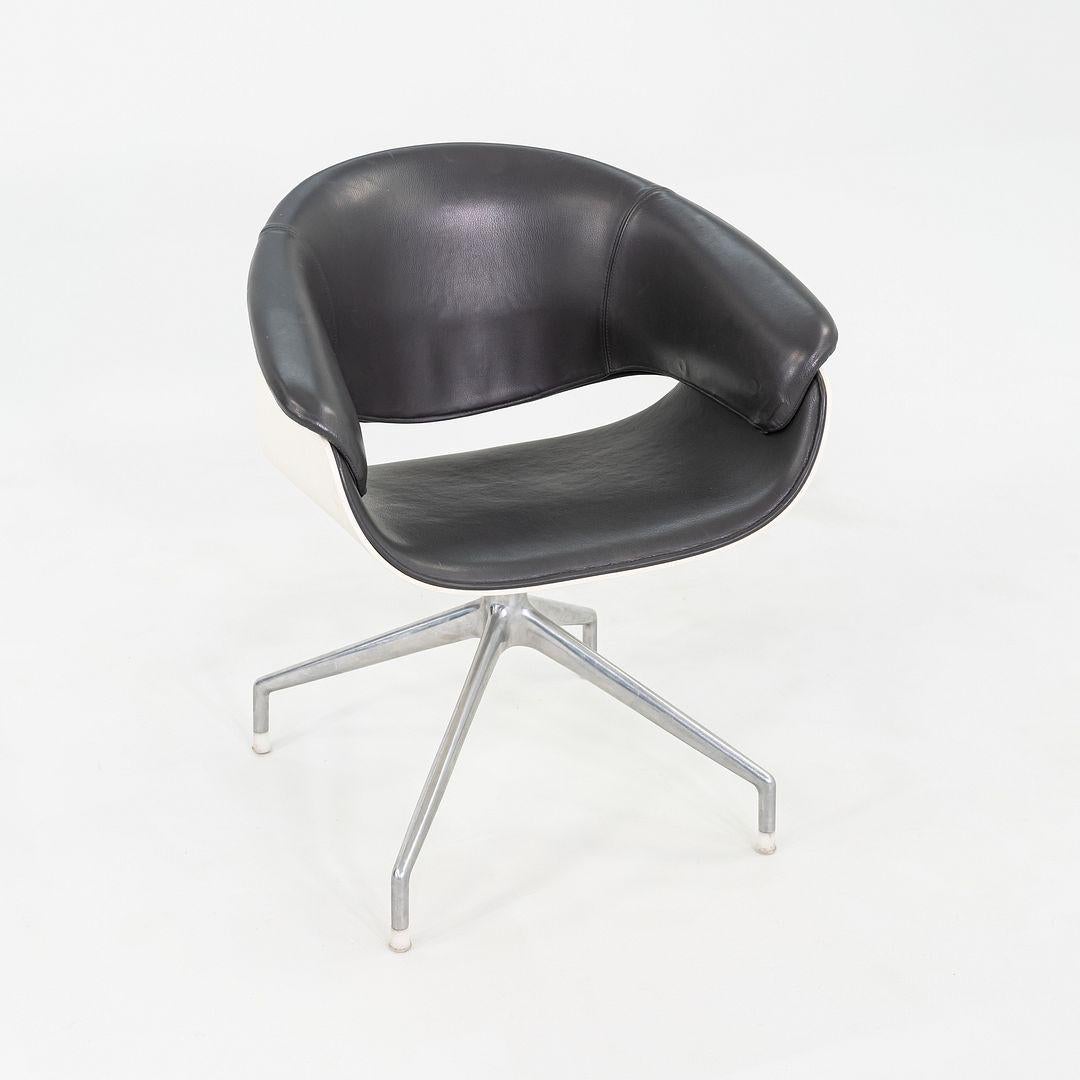 2004 Uwe Fischer for B&B Italia Sina Swivel Arm Dining / Desk Chairs in Leather In Good Condition For Sale In Philadelphia, PA