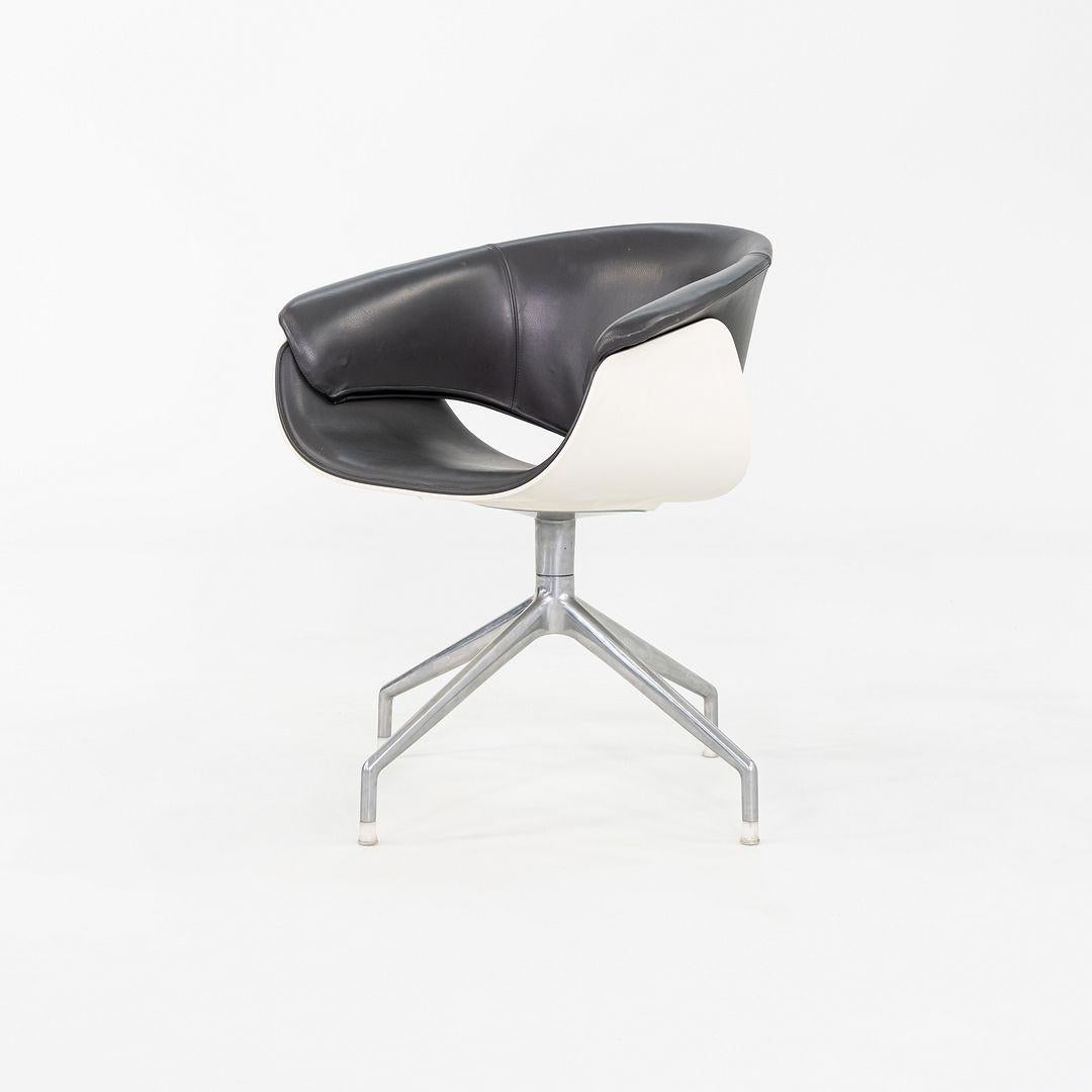 2004 Uwe Fischer for B&B Italia Sina Swivel Arm Dining / Desk Chairs in Leather For Sale 1