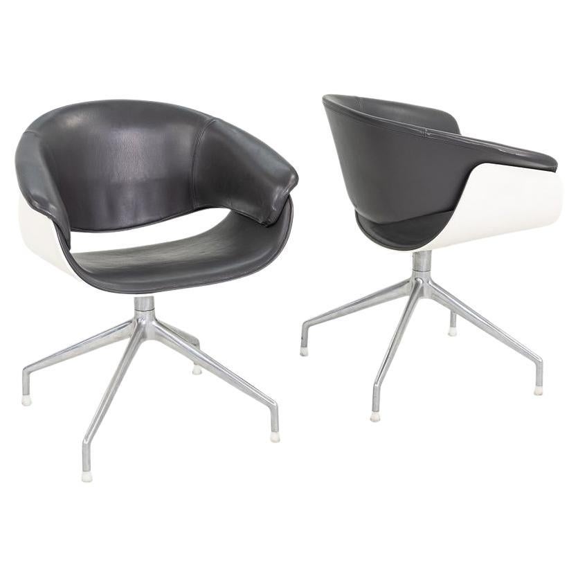 2004 Uwe Fischer para B&B Italia Sillas de comedor/escritorio con brazos giratorios Sina de piel
