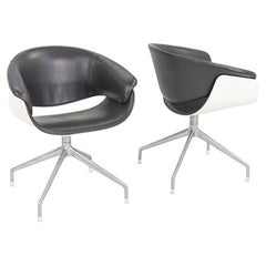 2004 Uwe Fischer para B&B Italia Sillas de comedor/escritorio con brazos giratorios Sina de piel