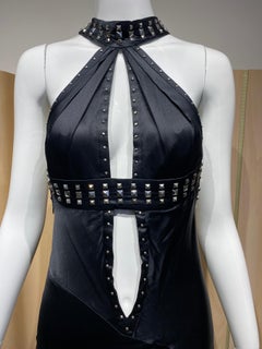 2004 Versace Black Cut Out Satin Gown