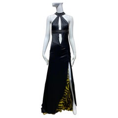 2004 Versace Black Cut Out Satin Gown