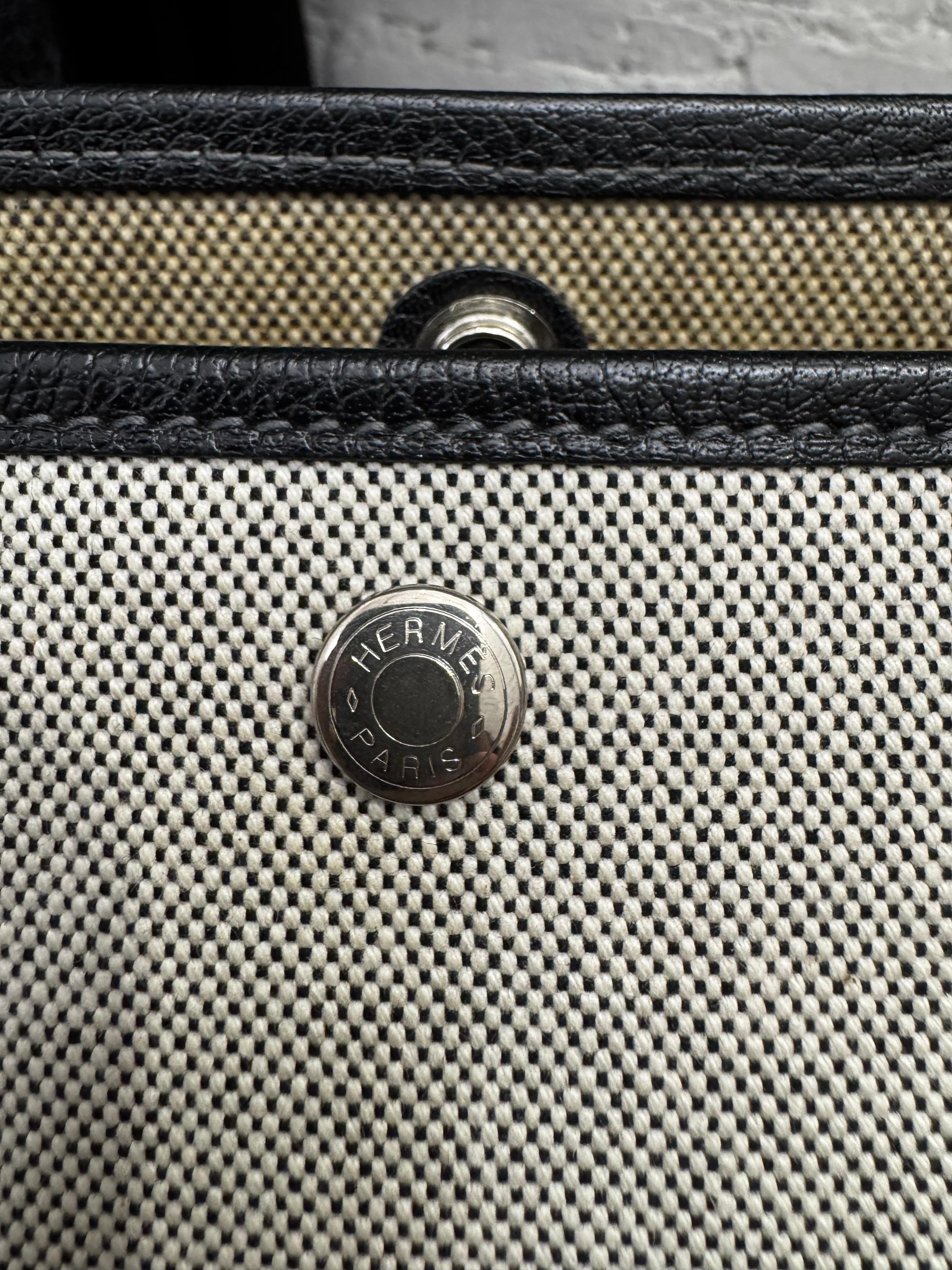 2004 Vintage HERMES Garden Party MM Canvas Grey PHW Tote en vente 5