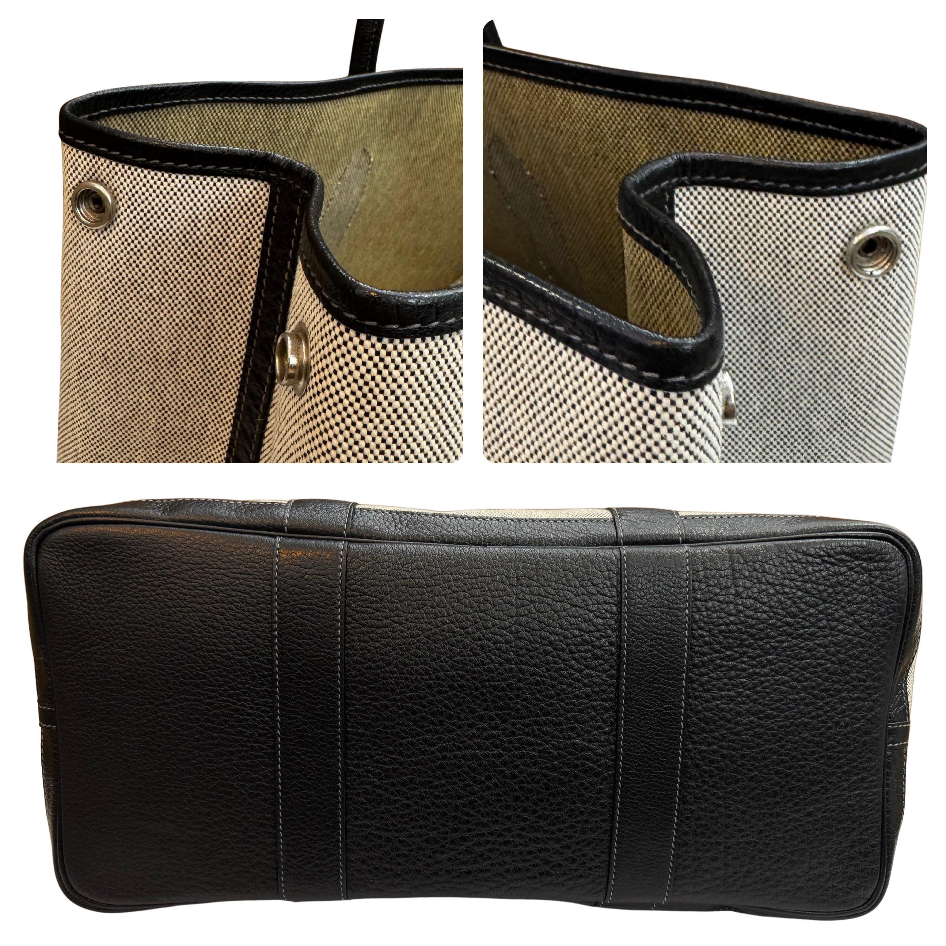 2004 Vintage HERMES Garden Party MM Canvas Grey PHW Tote Excellent état - En vente à Bangkok, TH