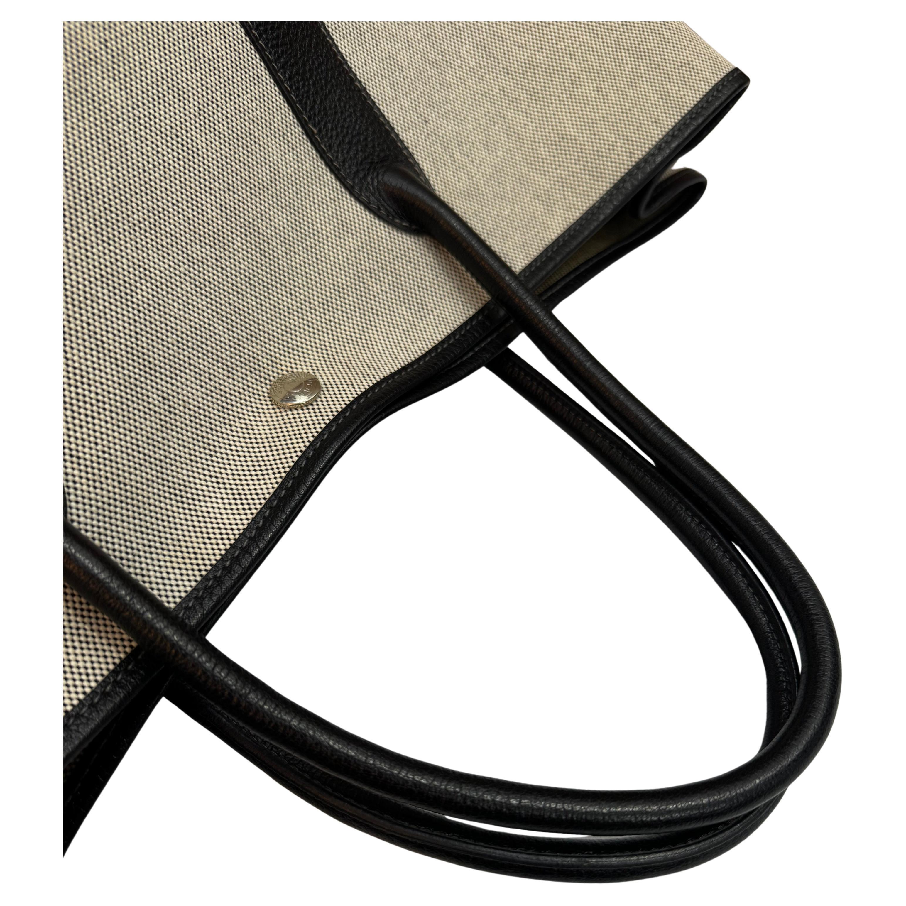 2004 Vintage HERMES Garden Party MM Canvas Grey PHW Tote en vente 1